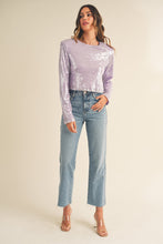 Load image into Gallery viewer, Shoulder Padded Sequin Crop Top