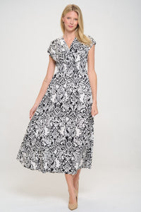 Printed Smocked Waist Maxi Dress