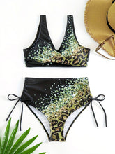 Load image into Gallery viewer, Lace-Up Printed Wide Strap Bikini Set