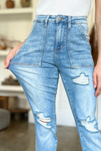 Load image into Gallery viewer, Distressed Straight Jeans with Patch Pockets
