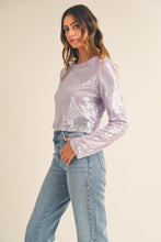 Load image into Gallery viewer, Shoulder Padded Sequin Crop Top