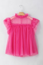 Load image into Gallery viewer, My Pink Era Frill Mock Neck Cap Sleeve Blouse