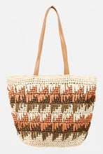 Load image into Gallery viewer, Straw Braided Striped Tote Bag