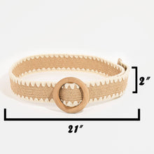 Load image into Gallery viewer, Wooden Round Buckle Braided Fashion Belt