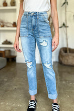 Load image into Gallery viewer, Distressed Straight Jeans with Patch Pockets