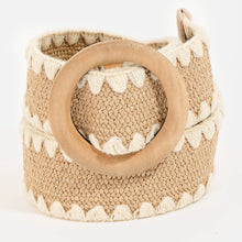 Load image into Gallery viewer, Wooden Round Buckle Braided Fashion Belt