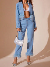 Load image into Gallery viewer, Plush Hem High Rise Straight Jeans
