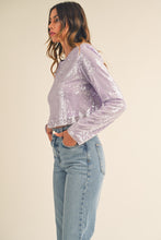 Load image into Gallery viewer, Shoulder Padded Sequin Crop Top