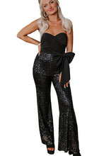 Load image into Gallery viewer, The Frankie Bow Sequin Wide Leg Jumpsuit