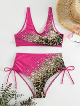 Load image into Gallery viewer, Lace-Up Printed Wide Strap Bikini Set