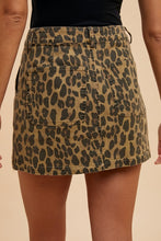 Load image into Gallery viewer, Leopard Denim Mini Skirt