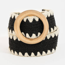 Load image into Gallery viewer, Wooden Round Buckle Braided Fashion Belt