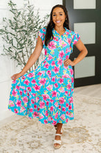 Load image into Gallery viewer, Fleurget Me Not Tiered Flutter Sleeve Dress in Aqua