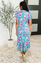 Load image into Gallery viewer, Fleurget Me Not Tiered Flutter Sleeve Dress in Aqua