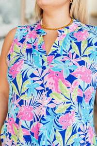 Lizzy Tank Dress in Royal Tropical Floral