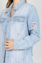 Load image into Gallery viewer, Letter Patched Distressed Denim Jacket