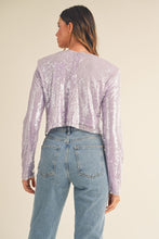 Load image into Gallery viewer, Shoulder Padded Sequin Crop Top