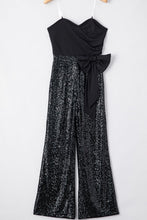 Load image into Gallery viewer, The Frankie Bow Sequin Wide Leg Jumpsuit