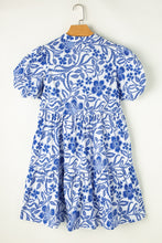 Load image into Gallery viewer, Printed Notched Puff Sleeve Dress