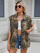 Load image into Gallery viewer, Leopard Buttton Up Denim Vest