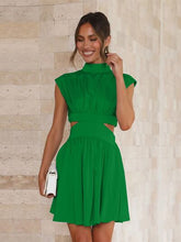 Load image into Gallery viewer, Julianna Cutout Ruched Mock Neck Mini Dress