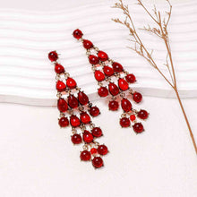 Load image into Gallery viewer, Alloy & Rhinestone Teardrop Earrings