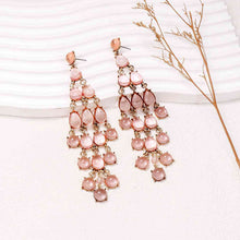 Load image into Gallery viewer, Alloy & Rhinestone Teardrop Earrings