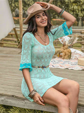 Load image into Gallery viewer, Misti Openwork Round Neck Mini Dress
