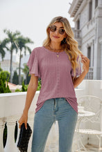 Load image into Gallery viewer, Eyelet Flutter Sleeve Round Neck Top