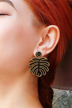 Load image into Gallery viewer, Beaded Banana Leaf Earrings