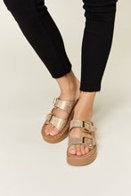 Load image into Gallery viewer, Link Rhinestone Buckled Wedge Sandals