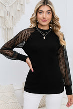 Load image into Gallery viewer, Round Neck Semi-Sheer Sleeve Blouse