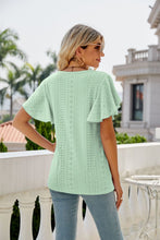 Load image into Gallery viewer, Eyelet Flutter Sleeve Round Neck Top
