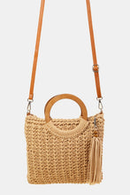 Load image into Gallery viewer, Crochet Knit Convertible Tote Bag with Tassel