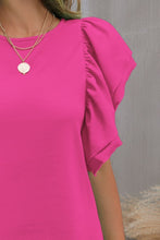 Load image into Gallery viewer, Round Neck Flounce Sleeve Blouse