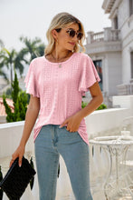 Load image into Gallery viewer, Eyelet Flutter Sleeve Round Neck Top