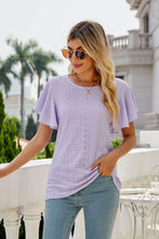 Load image into Gallery viewer, Eyelet Flutter Sleeve Round Neck Top