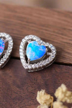 Load image into Gallery viewer, 925 Sterling Silver Opal Heart Stud Earrings