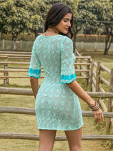 Load image into Gallery viewer, Misti Openwork Round Neck Mini Dress