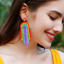 Load image into Gallery viewer, Bead Stainless Steel Rainbow Dangle Earrings
