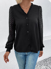 Load image into Gallery viewer, Jane Mesh V-Neck Button Front Blouse