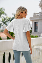 Load image into Gallery viewer, Eyelet Flutter Sleeve Round Neck Top