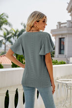 Load image into Gallery viewer, Eyelet Flutter Sleeve Round Neck Top