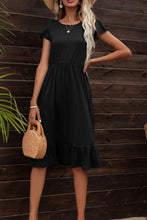 Load image into Gallery viewer, Round Neck Ruffle Hem Pocket Dress