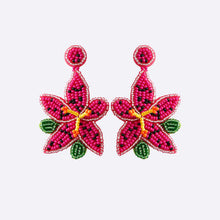 Load image into Gallery viewer, Bead Stainless Steel Flower Dangle Earrings