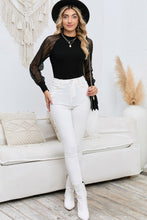 Load image into Gallery viewer, Round Neck Semi-Sheer Sleeve Blouse