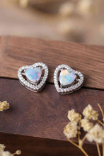 Load image into Gallery viewer, 925 Sterling Silver Opal Heart Stud Earrings