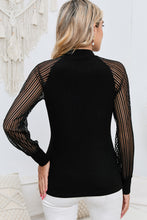 Load image into Gallery viewer, Round Neck Semi-Sheer Sleeve Blouse