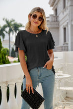 Load image into Gallery viewer, Eyelet Flutter Sleeve Round Neck Top
