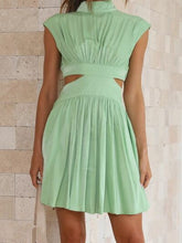 Load image into Gallery viewer, Julianna Cutout Ruched Mock Neck Mini Dress